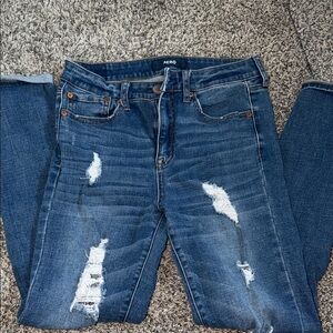 Aeropostale Women's Dark Blue Distressed Skinny Jeans